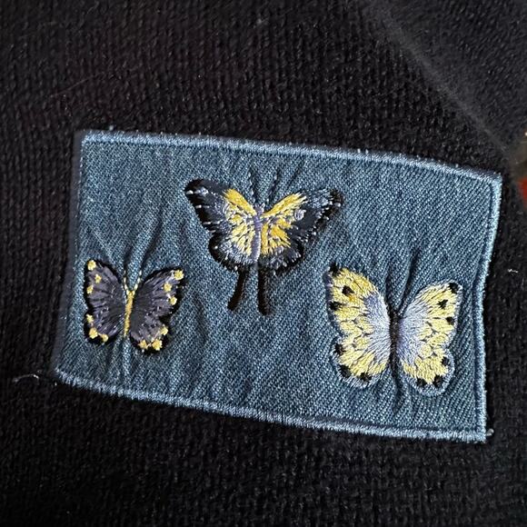 Vintage CJ Banks Butterfly Embroidered Cardigan Sweater Navy Blue Y2K Teacher - Picture 6 of 9